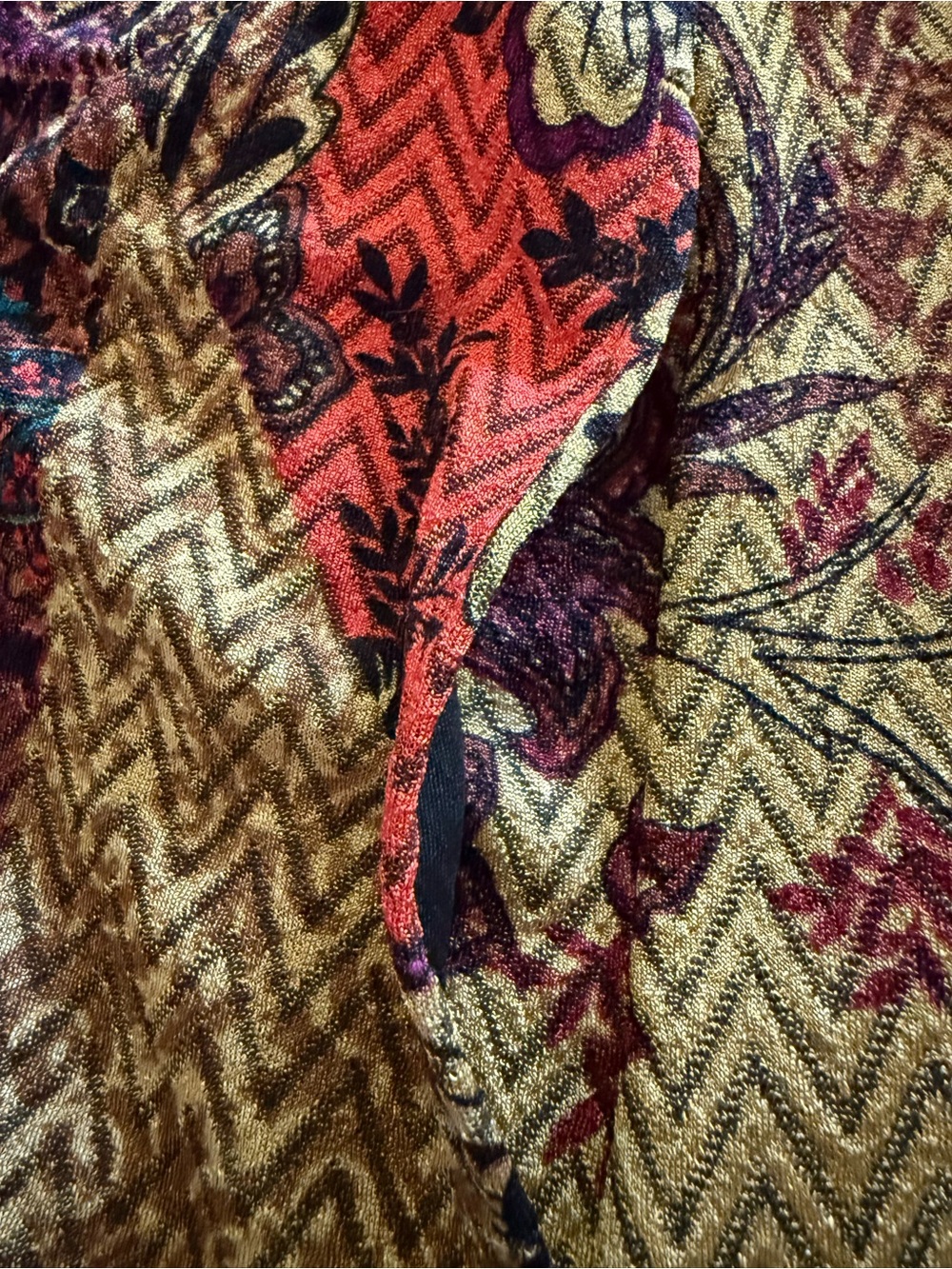 Susan Graver Multicolor Open-Front Jacket with Navy, Burgundy & Gold Print Sz 3X - Picture 8 of 10